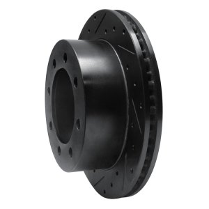 Ford E-250 Econoline Brake Rotor (1) - Rear Left - R1 Concepts - Drilled & Slotted - Black - `99-`07